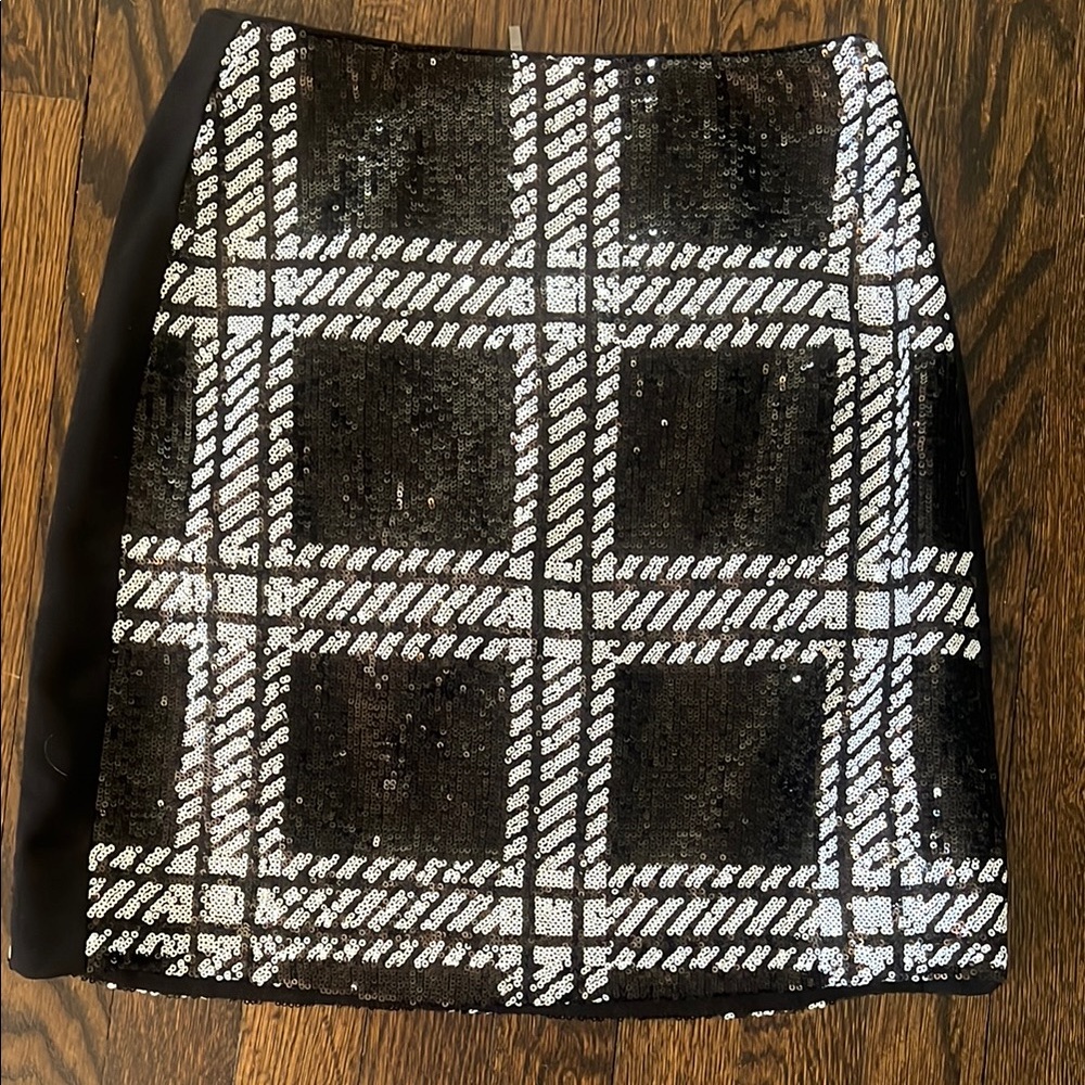 Ted Baker Black and White Sequin Mini Skirt